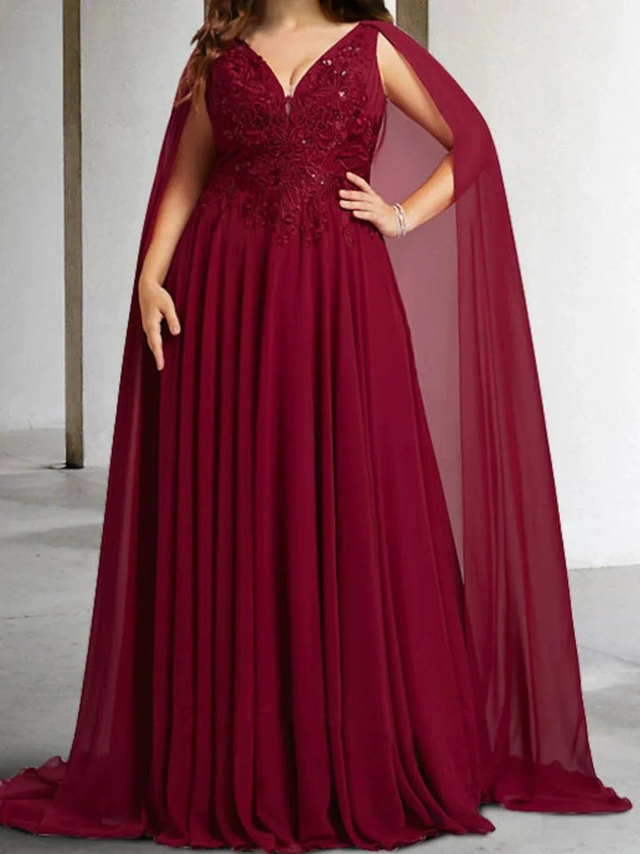 A-Line/Princess V-Neck Mother of the Bride Dresses with Applique by Dreamylily
