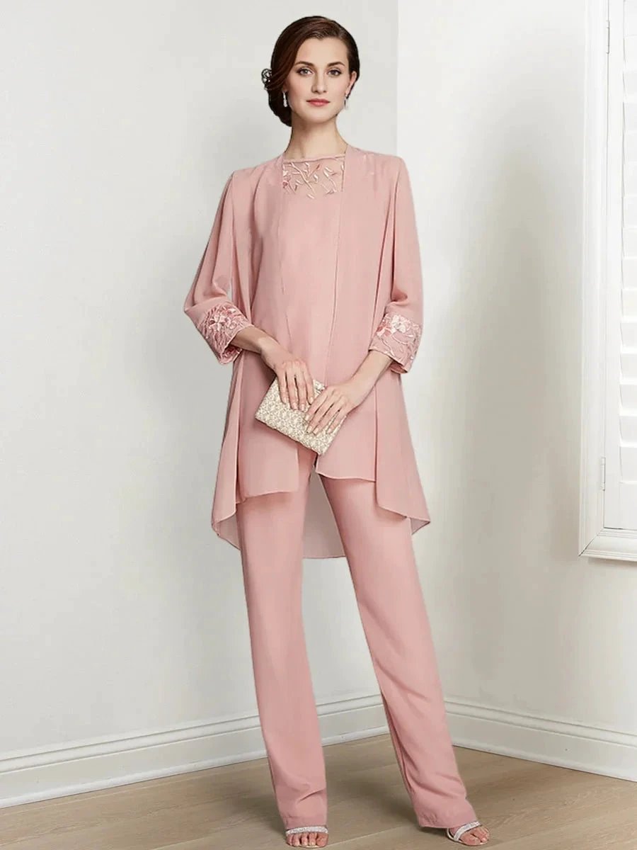 Chiffon Long Sleeves Mother Of The Bride Pantsuits With Jacket by Dreamylily