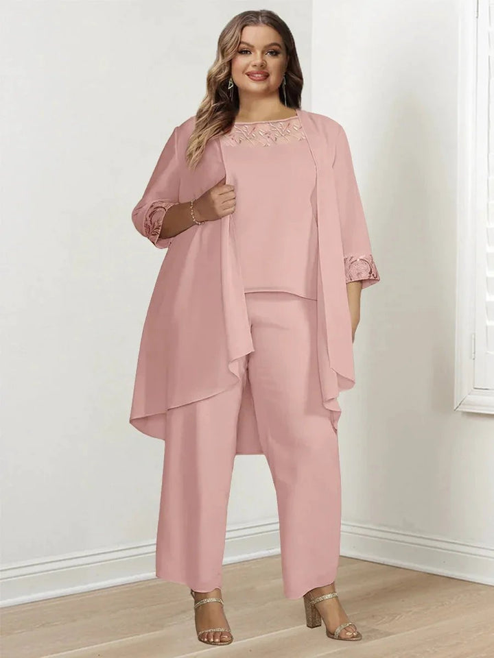 Chiffon Long Sleeves Mother Of The Bride Pantsuits With Jacket by Dreamylily
