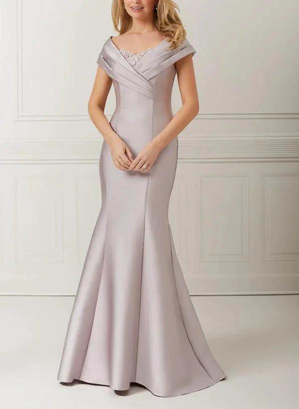 Trumpet/Mermaid Off-the-Shoulder Satin Mother of the Bride Dresses with Applique &amp; Beading by Dreamylily