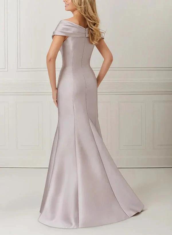 Trumpet/Mermaid Off-the-Shoulder Satin Mother of the Bride Dresses with Applique &amp; Beading by Dreamylily