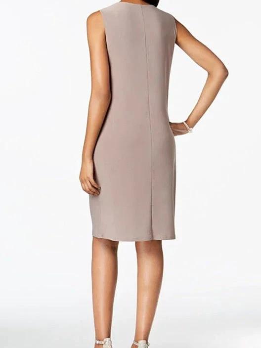 Sheath / Column Jacket Knee-Length Dresses Mother Of The Bride Dresses by Dreamylily