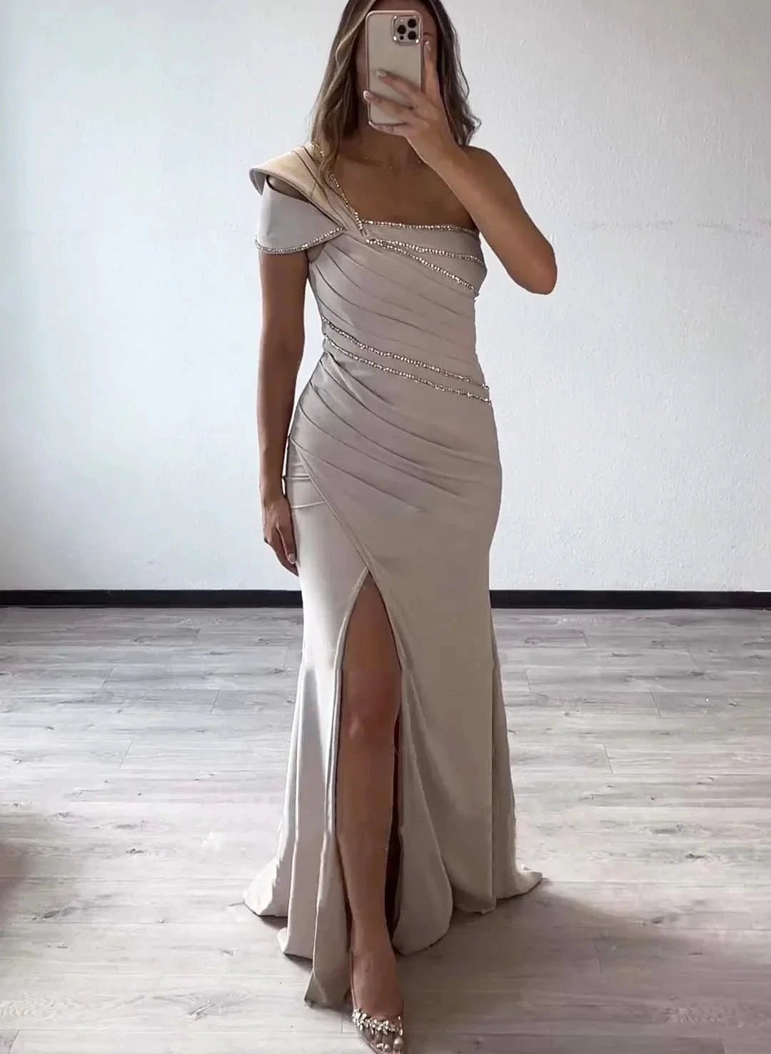 Mermaid/Trumpet One-Shoulder Sleeveless Floor-Length Mother of the Bride Dresses by Dreamylily