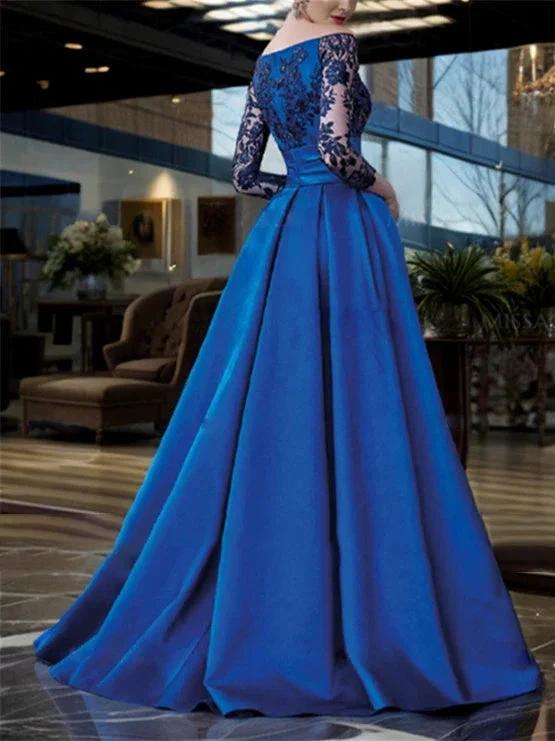A-Linie/Princess-Linie Schulterfrei 3/4-Ärmel Bodenlang Brautmutterkleider 