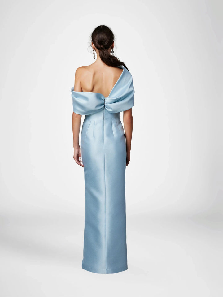 A-Line/Princess One-Shoulder Half Sleeves Floor-Length Mother of the Bride Dresses with Ruffles by Dreamylily