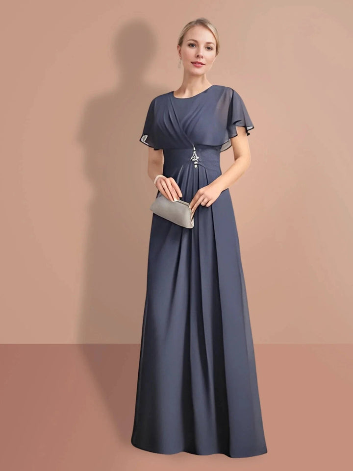 A-Line/Princess Short Sleeves Jewel Neck Mother Of The Bride Dresses by Dreamylily
