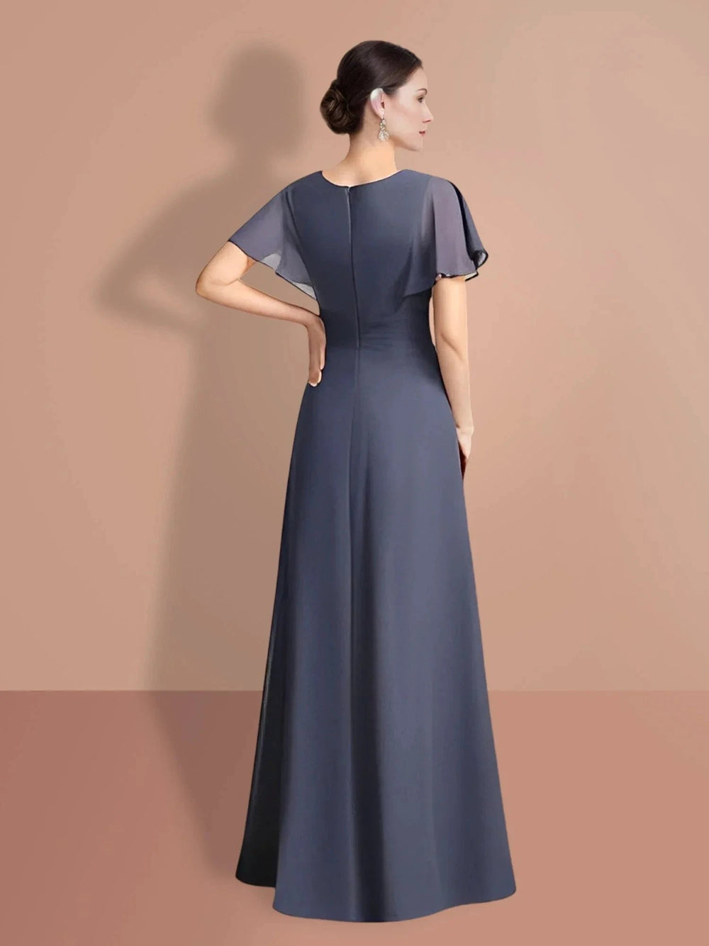 A-Line/Princess Short Sleeves Jewel Neck Mother Of The Bride Dresses by Dreamylily