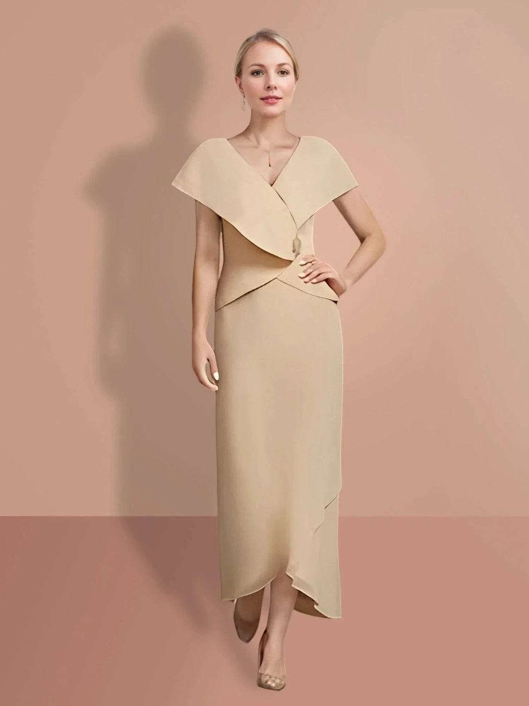 A-Line/Princess Short Sleeves V Neck Mother Of The Bride Dresses by Dreamylily