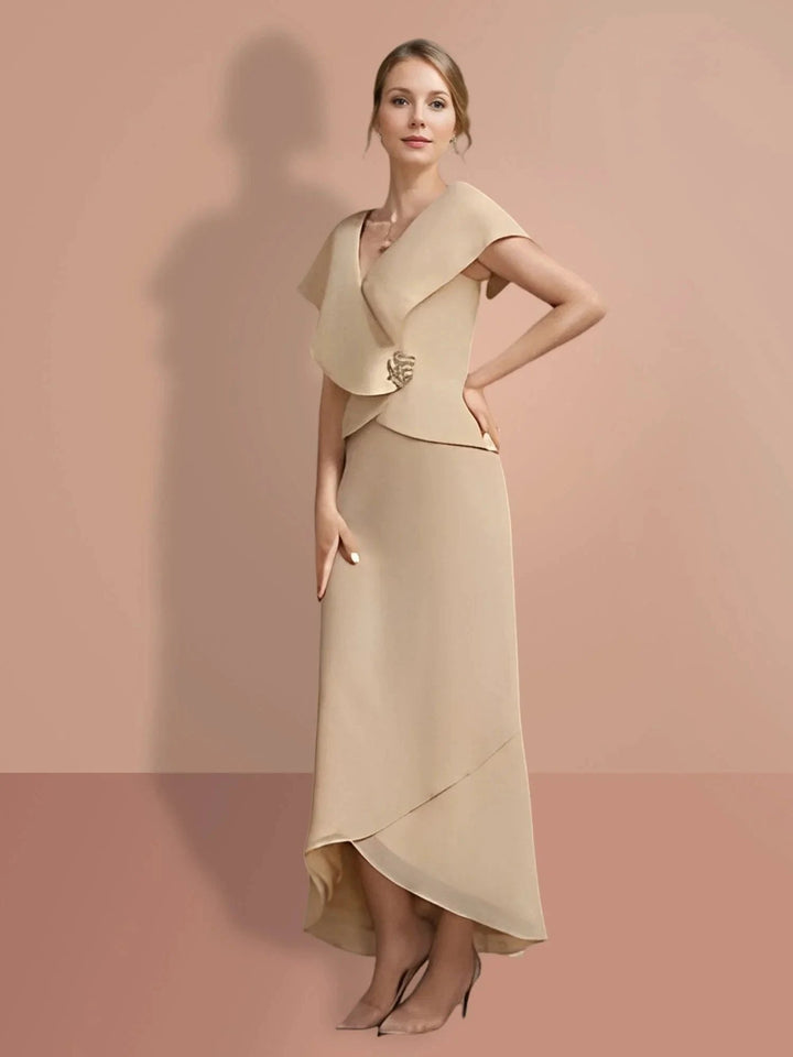 A-Line/Princess Short Sleeves V Neck Mother Of The Bride Dresses by Dreamylily
