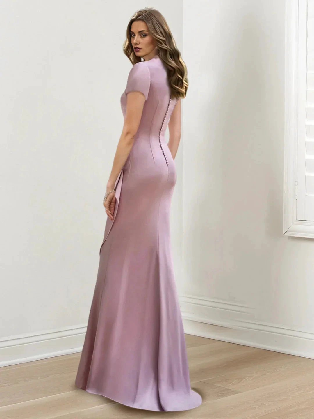 Mermaid/Trumpet Floor-Length V Neck Mother of the Bride Dresses with Ruffles by Dreamylily