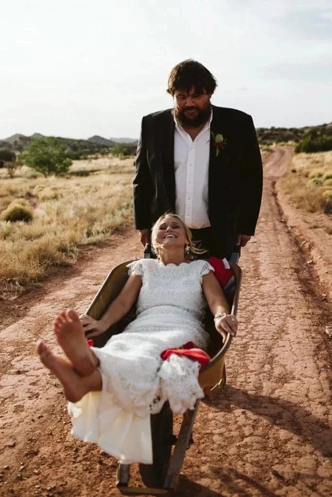 Lace Boho Mermaid Backless Cap Sleeve Bohemian Wedding Dresses MW265 by Musebridals