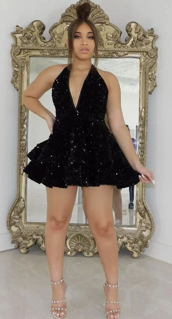 Sexy Short White/Pink/Black Homecoming Dress Sequins Party Dresses for Women Y1613 by simplepromdress