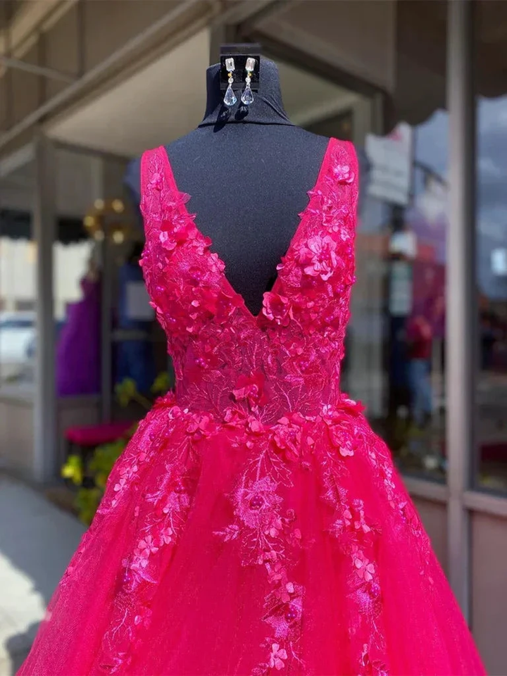 V Neck Lace Prom Dresses,V Neck Long Lace Formal Evening Dresses Y1560 by simplepromdress