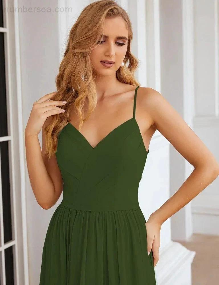 Numbersea Spaghetti Strap Bridesmaid Dresses Long Formal Party Prom Gowns 28060 by numbersea
