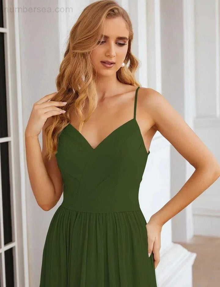 Numbersea Spaghetti Strap Bridesmaid Dresses Long Formal Party Prom Gowns 28060 by numbersea