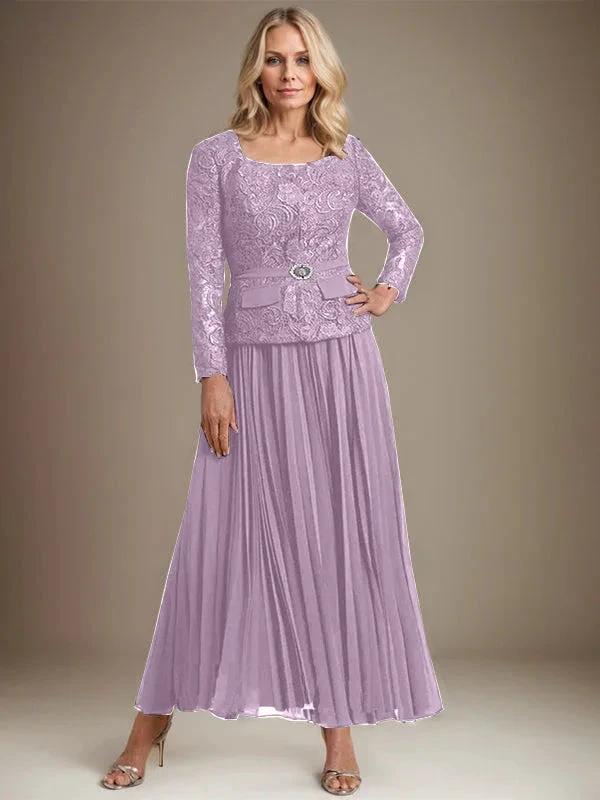 A-line Square Ankle-Length Chiffon Mother of the Bride Dress With Pleated by Dreamylily