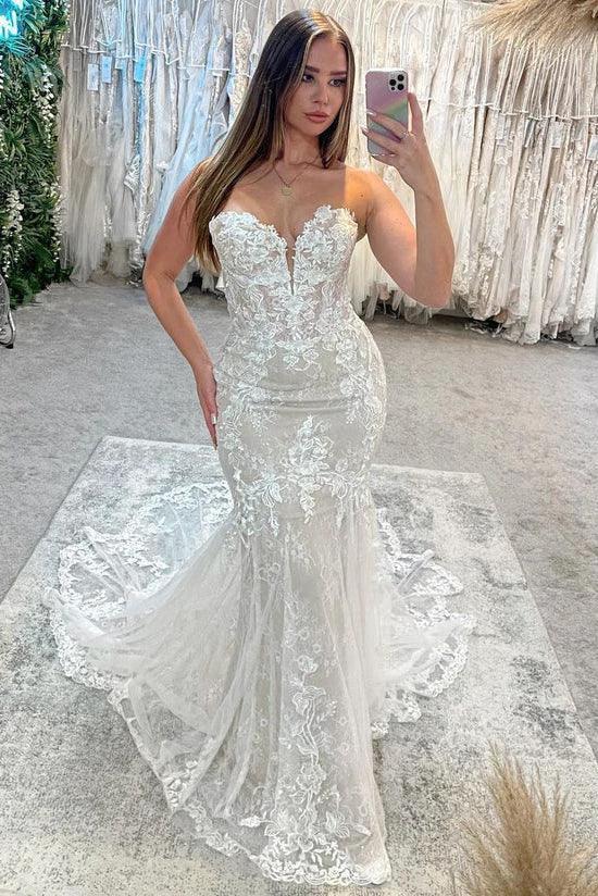 Mermaid Sweetheart Lace Appliques Elegant Wedding Dresses WD671 by pgmdress