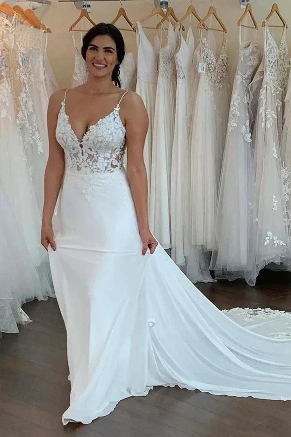 Mermaid/Trumpet Straps Appliques Bohemian Plus Size Wedding Dress WD663 by pgmdress