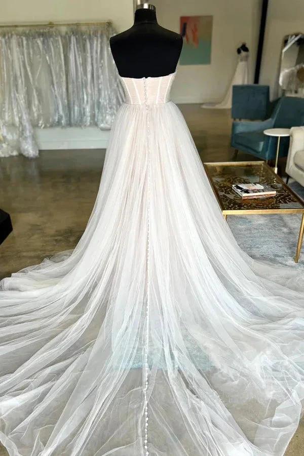 Minimalist Tulle Bridal Dresses Sweetheart Neck Wedding Dresses WD700 by pgmdress