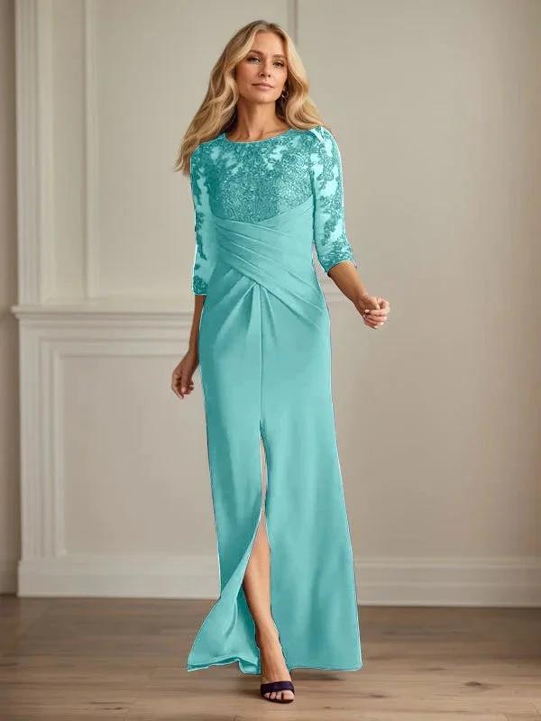 Plum Sheath Lace Stretch Crepe Mother of the Bride Dress by Dreamylily