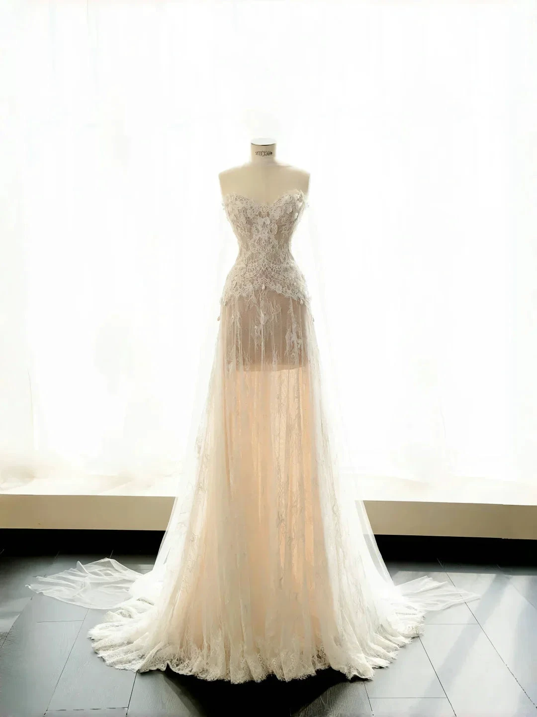 Pretty Strapless Tulle Lace Long A Line Wedding Dress,Formal Prom Evening Dress Y8686 by simplepromdress