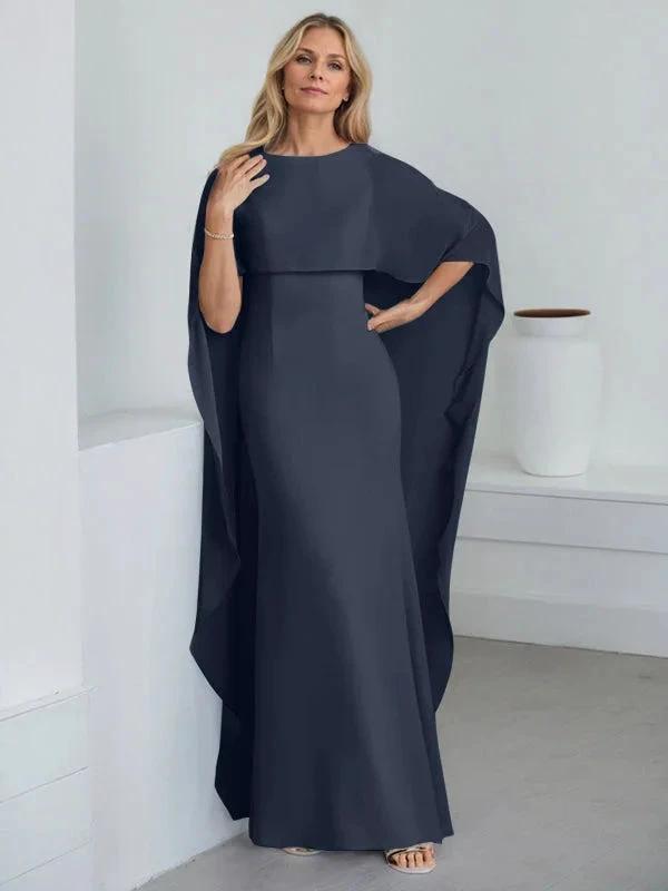Sheath Scoop Floor-Length Chiffon Mother of the Bride Dress With Cascading Ruffles by Dreamylily