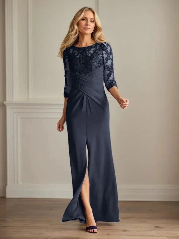 Plum Sheath Lace Stretch Crepe Mother of the Bride Dress by Dreamylily