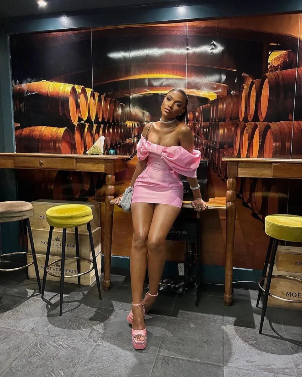 Pink Off The Shoulder Homecoming Dress Chic Pink Party Dress Y2262 by simplepromdress