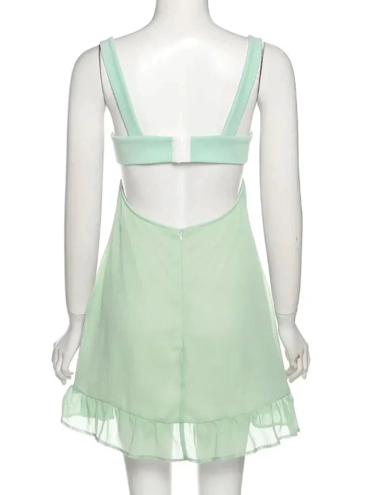 Green A-line Mini Homecoming Dress Backless Party Dress Y2510 by simplepromdress