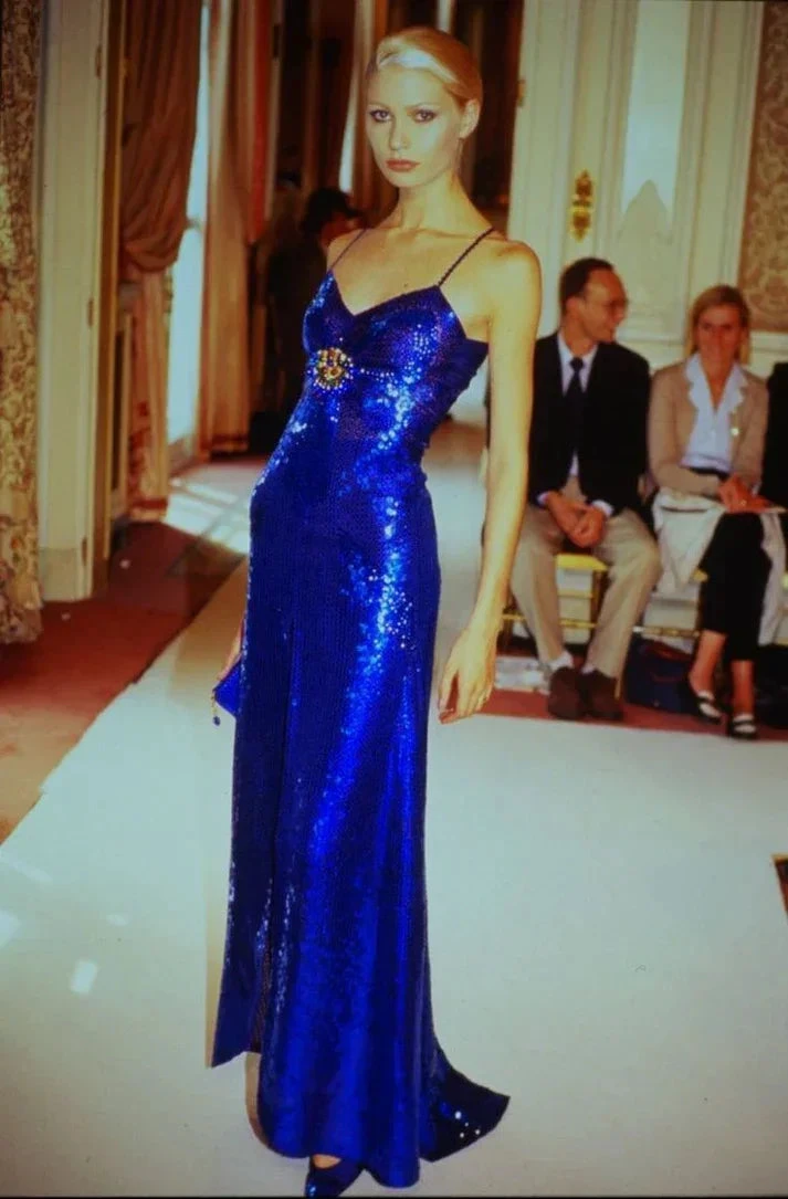 Fashion Spaghetti Straps Royal Blue Sequins Long Prom Dress Evening Dress Y8206 by simplepromdress
