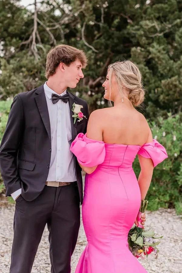 Off Shoulder Strapless Mermaid Long Hot Pink Prom Dress PSK571 by Pgmdress