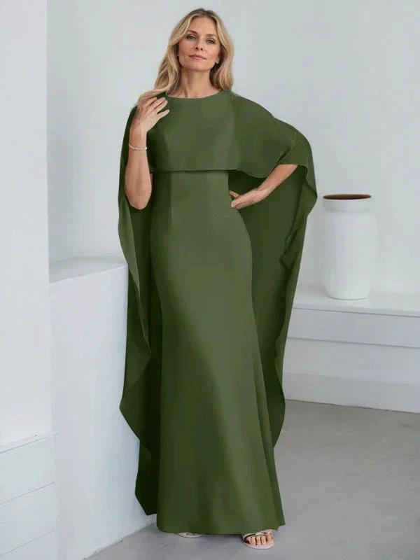 Sheath Scoop Floor-Length Chiffon Mother of the Bride Dress With Cascading Ruffles by Dreamylily