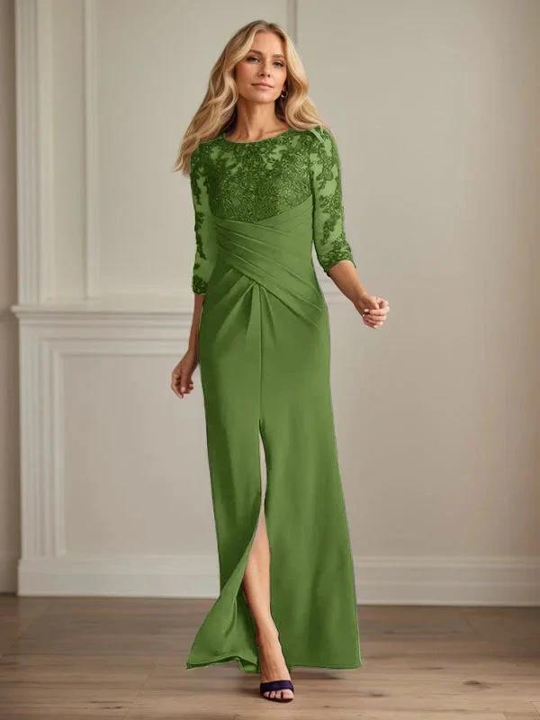 Plum Sheath Lace Stretch Crepe Mother of the Bride Dress by Dreamylily