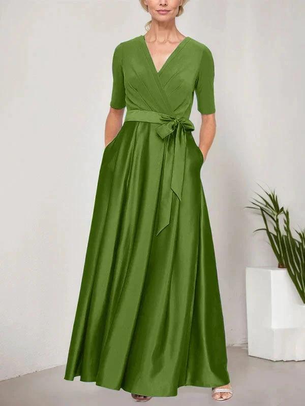 Surplice Neckline Ballgown with Full Satin Skirt &amp; Jersey Bodice by Dreamylily