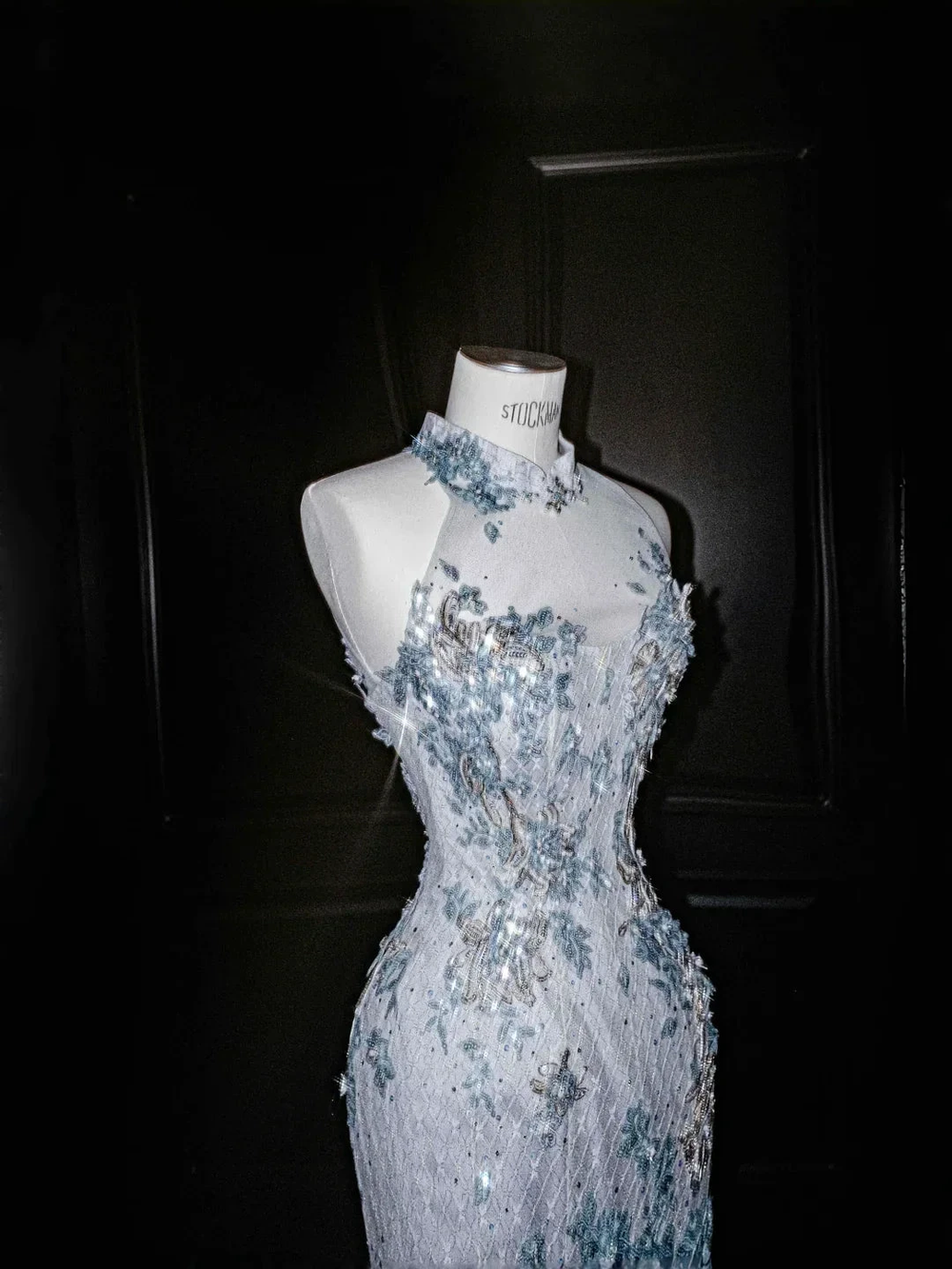Dream Blue Tulle Sequins Appliques Mermaid Evening Dress Long Prom Dress Y8673 by simplepromdress