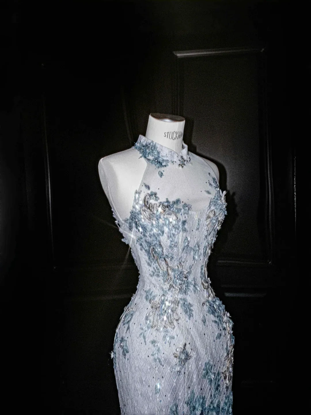 Dream Blue Tulle Sequins Appliques Mermaid Evening Dress Long Prom Dress Y8673 by simplepromdress
