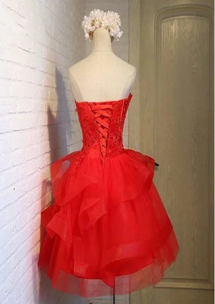 Charming A-line lace strapless short homecoming dresses Y1107 by simplepromdress