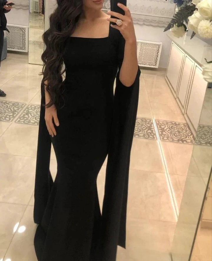Elegant Black Square Neckline Mermaid Evening Dress,Black Gala Dress Y5557 by simplepromdress