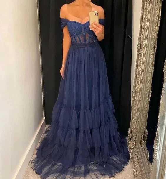 Charming A-line Tulle Evening Dress Formal Dress Y6292 by simplepromdress