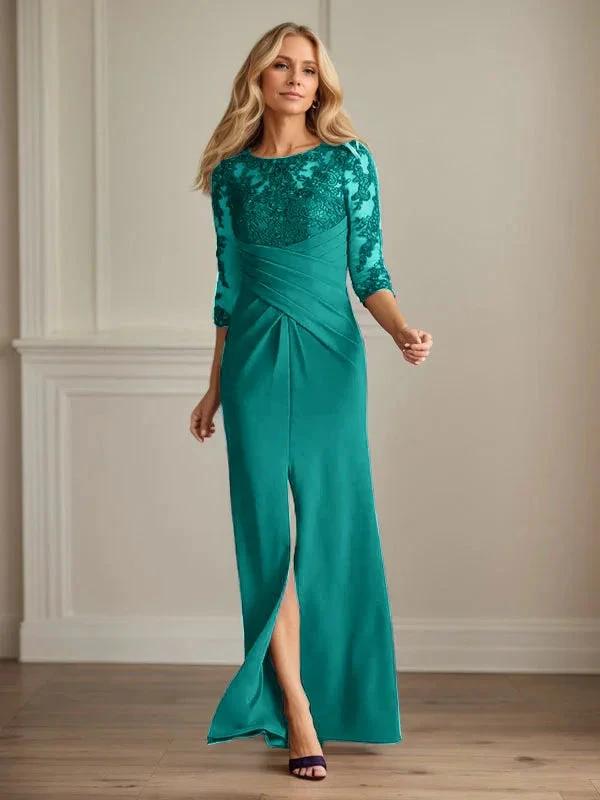 Plum Sheath Lace Stretch Crepe Mother of the Bride Dress by Dreamylily