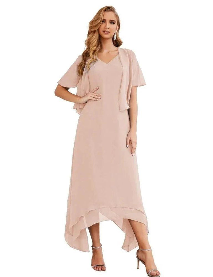 Sunnderly Chiffon Plus Size Mother of Bride Dresses with Jacket Formal Dresses for Wedding SY28073 by numbersea