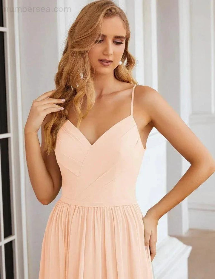 Numbersea Spaghetti Strap Bridesmaid Dresses Long Formal Party Prom Gowns 28060 by numbersea