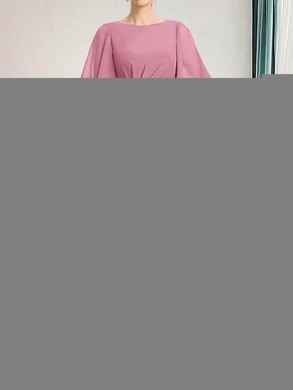 A-line Scoop Floor-Length Chiffon Mother of the Bride Dress With Cascading Ruffles Beading Sequins by Dreamylily