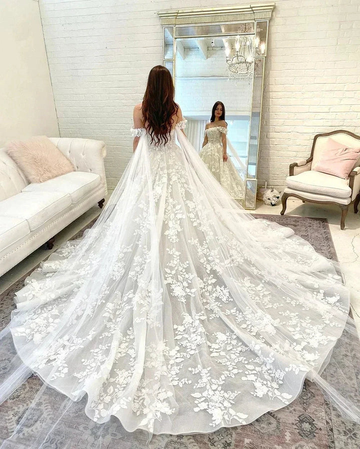 Princess Wedding Dresses For Elegant Women Off the Shoulder Sweetheart Lace Appliques Bridal Gown Ball Gown vestido de noiva by payinti