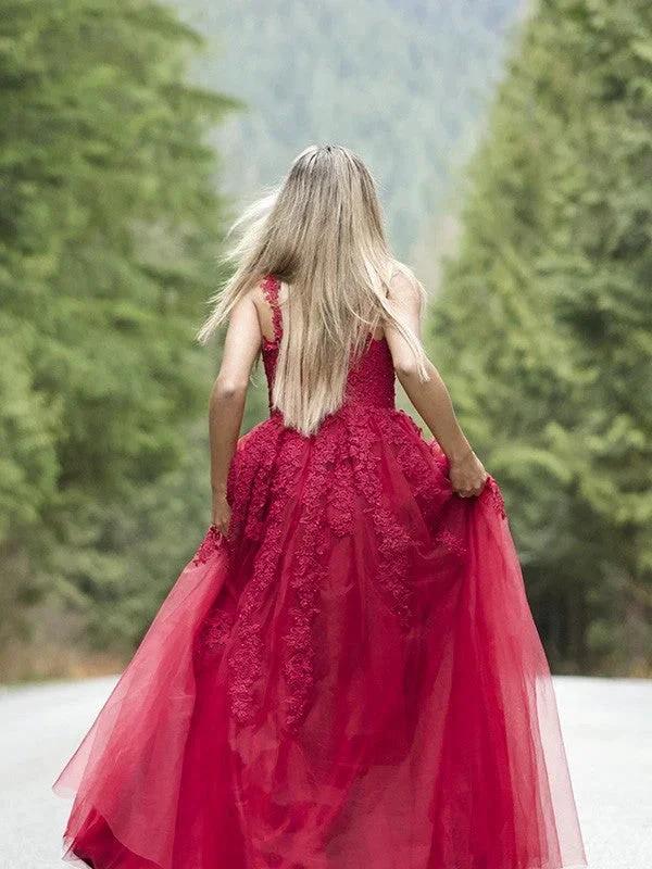 Applique Tulle Floor Length Dresses SYP131 by vivymakudress
