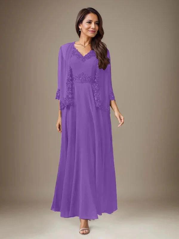 Plum A-Line Sequins Chiffon Dress by Dreamylily