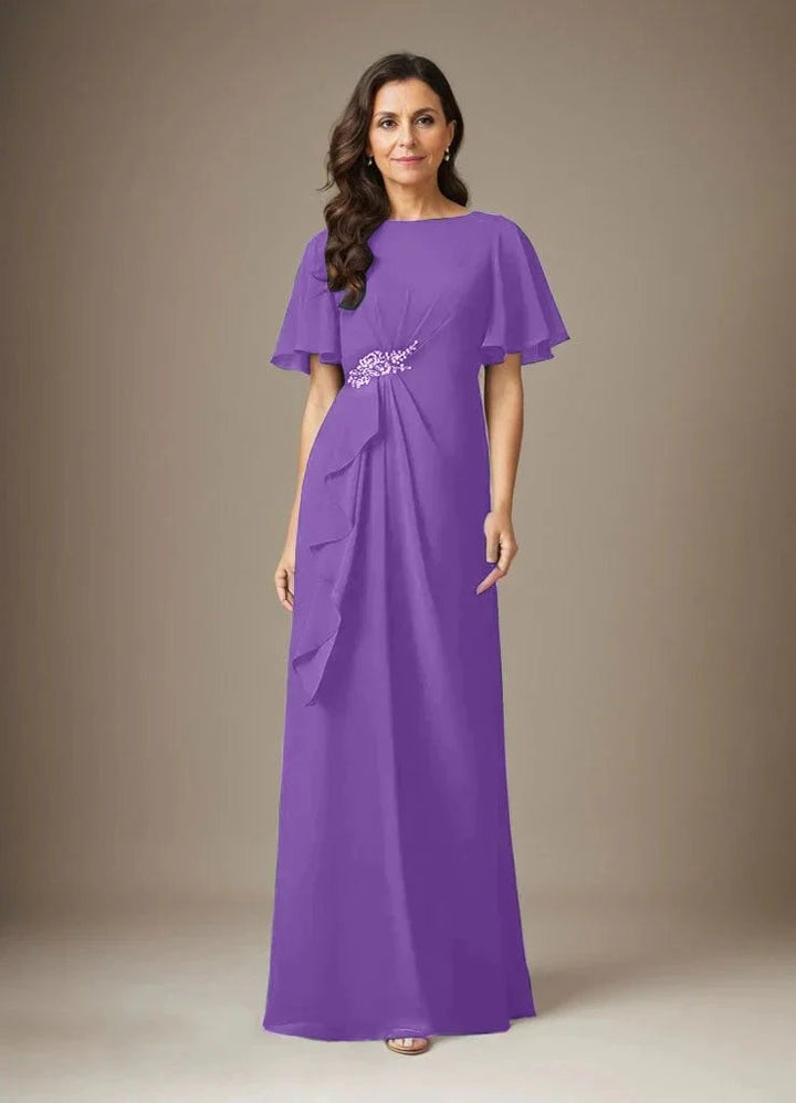 Dark Navy Sheath Beaded Chiffon Dress by Dreamylily