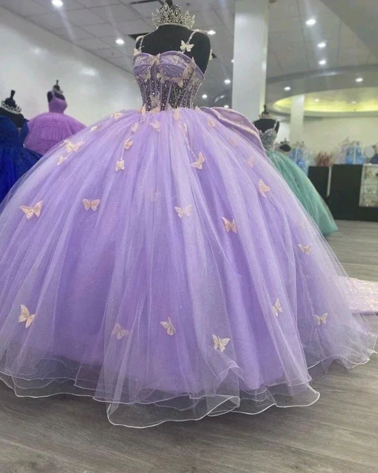 Glamorous Purple Tulle Princess Dress With Butterflies,Ball Gown,Sweet 16 Dress Y5463 by simplepromdress