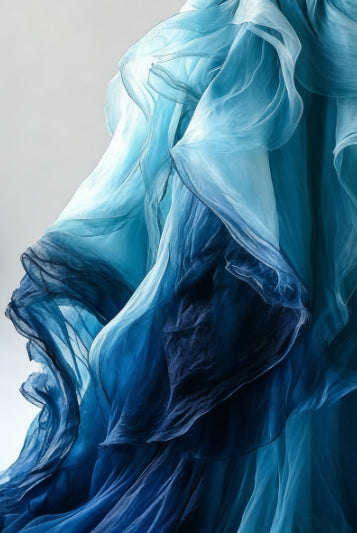Abito da sera di lusso in organza sfumata blu, linea a trapezio, scollatura a spalle scoperte, abito da ballo Y8368