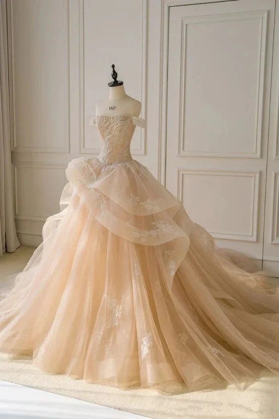 Off The Shoulder Light Champagne Ball Gown Stunning Sweet 16 Dress Y450 by simplepromdress